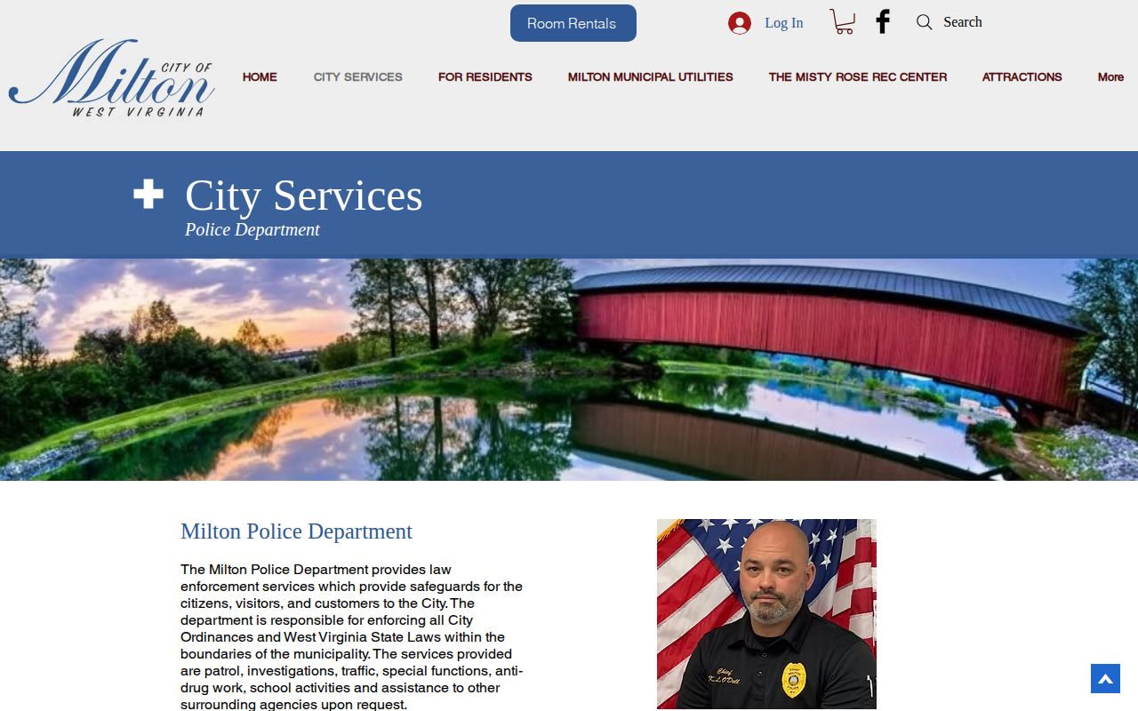 Milton Police Department official page showing services, hours, and public contact information