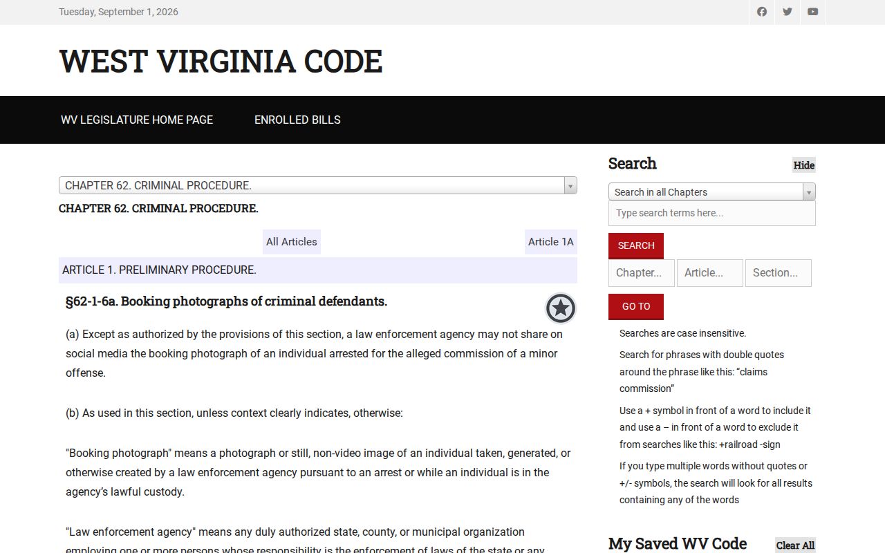 Cabell County booking photo record law source