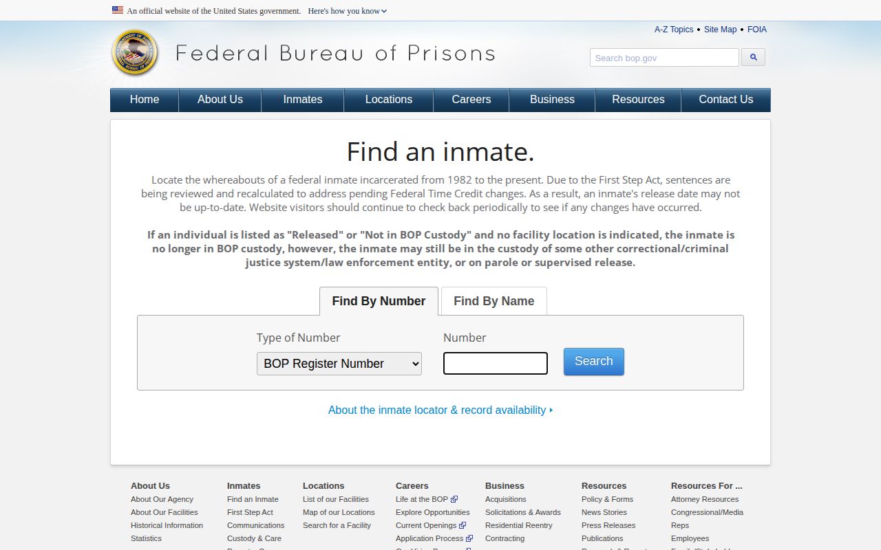 Cabell County federal custody record locator source